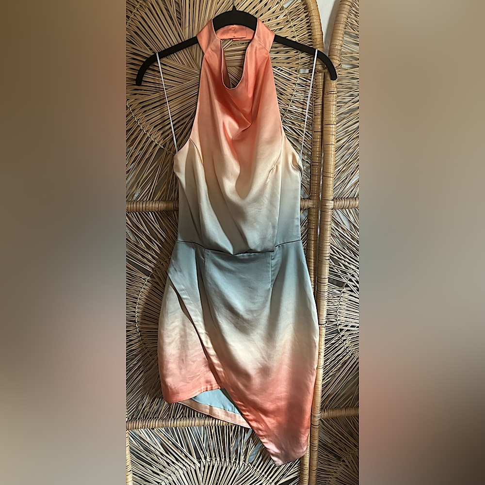 Elliatt Gradient Halter Dress - Peach and Blue